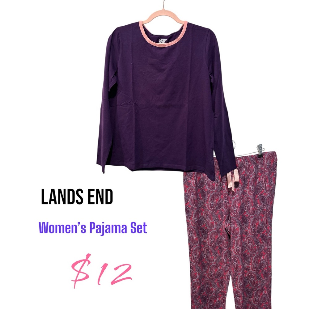 Lands' End Women's Purple Pajama Set